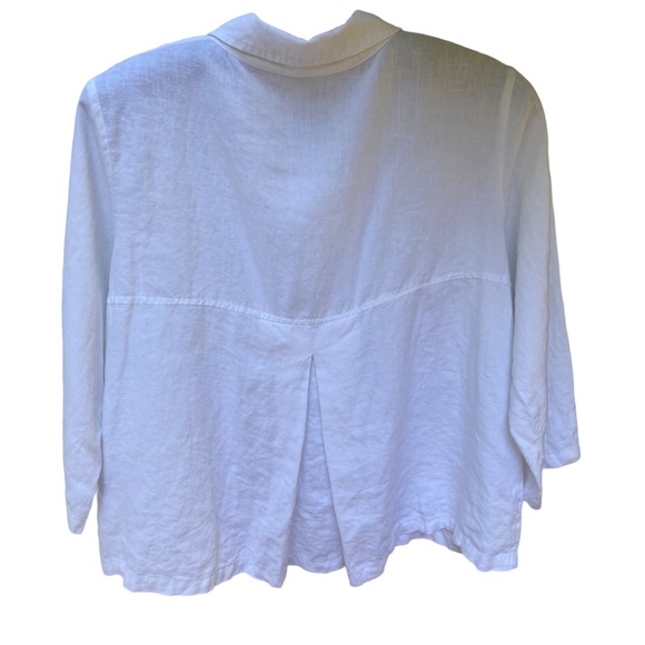 T & W Designs 100% Linen Button Front Top with Pockets and Back Pleat EUC Size L - Picture 5 of 7